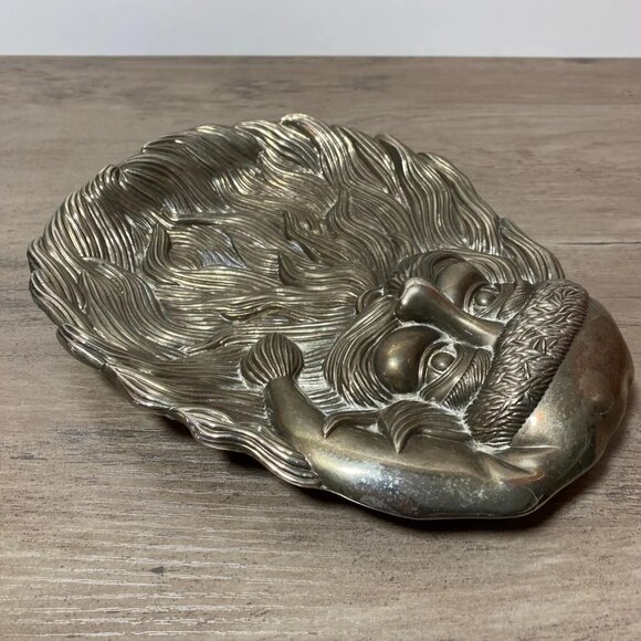 Christmas Santa Candy or Cookie Dish Silver Plated Pewter Holiday Decor - Picture 3 of 4